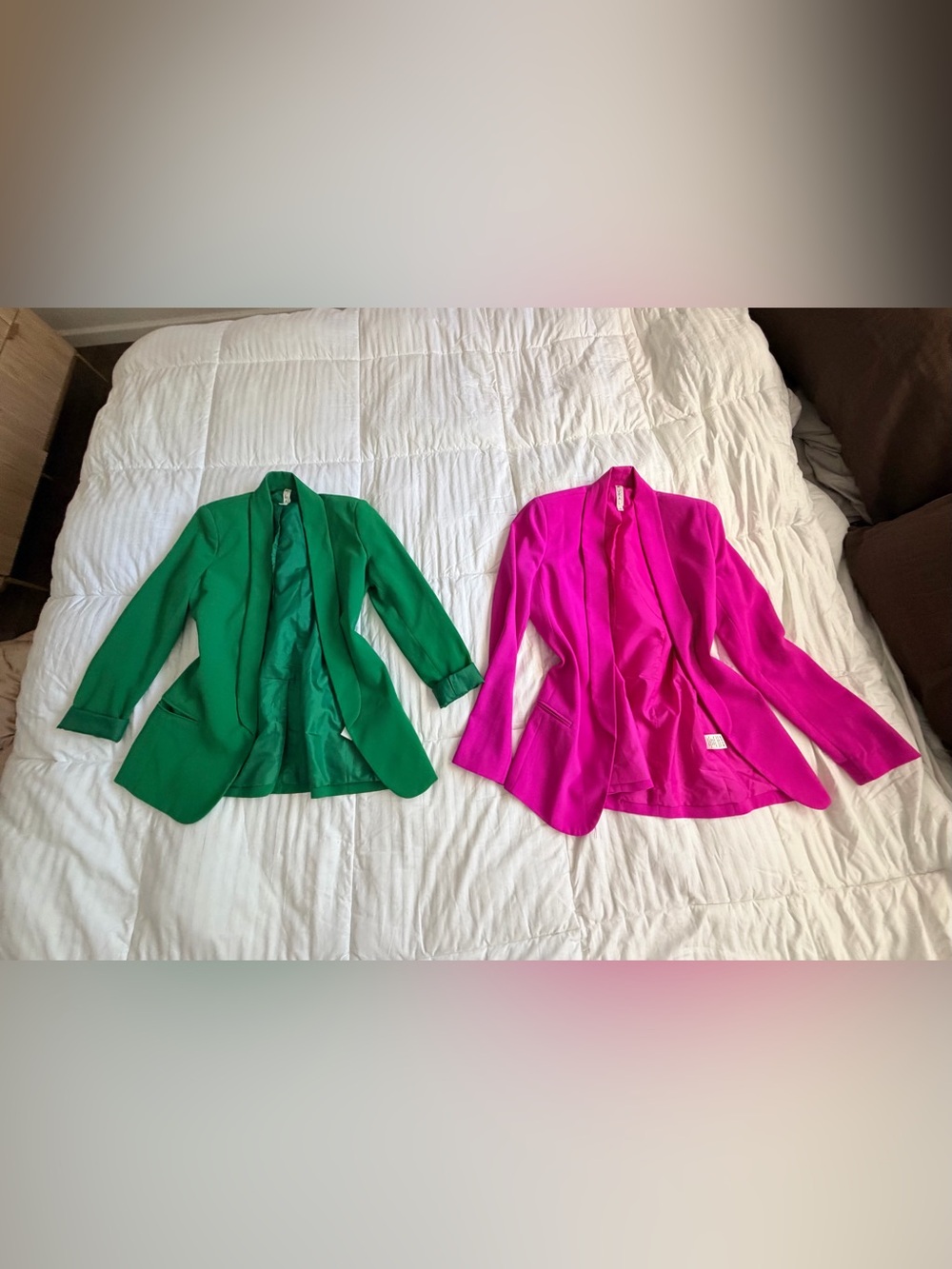 Mural oversized open front tuxedo green bright print blazer bundle XS S - Picture 2 of 13